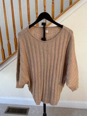 Kerisma Scoop Neck Ribbed Sweater in Beige Tan